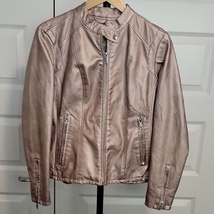 Baccini Women's Champaigne Metallic Vegan Leather Jacket